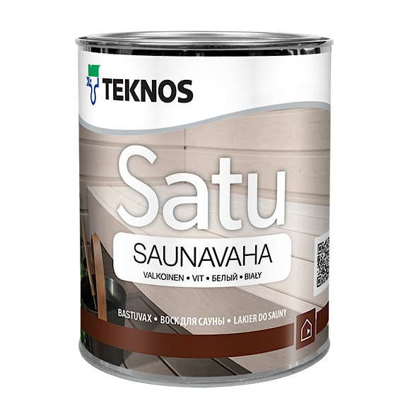 Пропитка защитная Satu Saunavaha variton (Полупрозрачно-белый), 0,9л, Финляндия