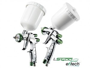 Краскопульт низкого давления Iwata LS-400 SUPERNOVA серии ENTECH, сопло 1.3/1.4 мм, возд. головка LS-400-05. Бачок в комплекте. Япония