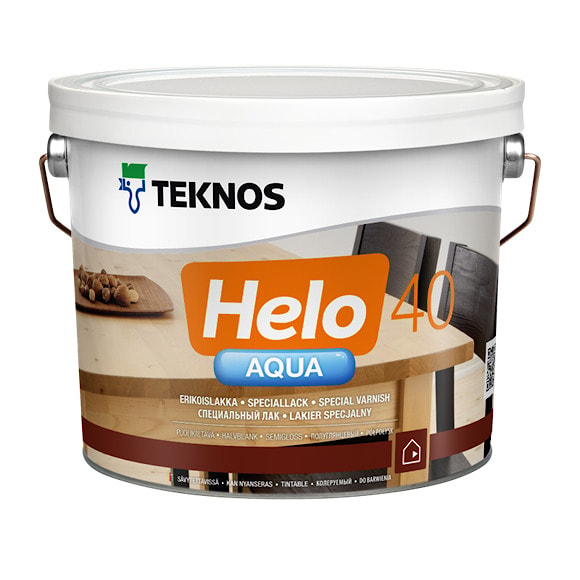 Лак Helo Aqua 40, полуглянцевый, 9л, Финляндия
